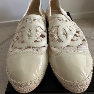 Chanel Macrame and Patent Calfskin Ivory Espadrilles